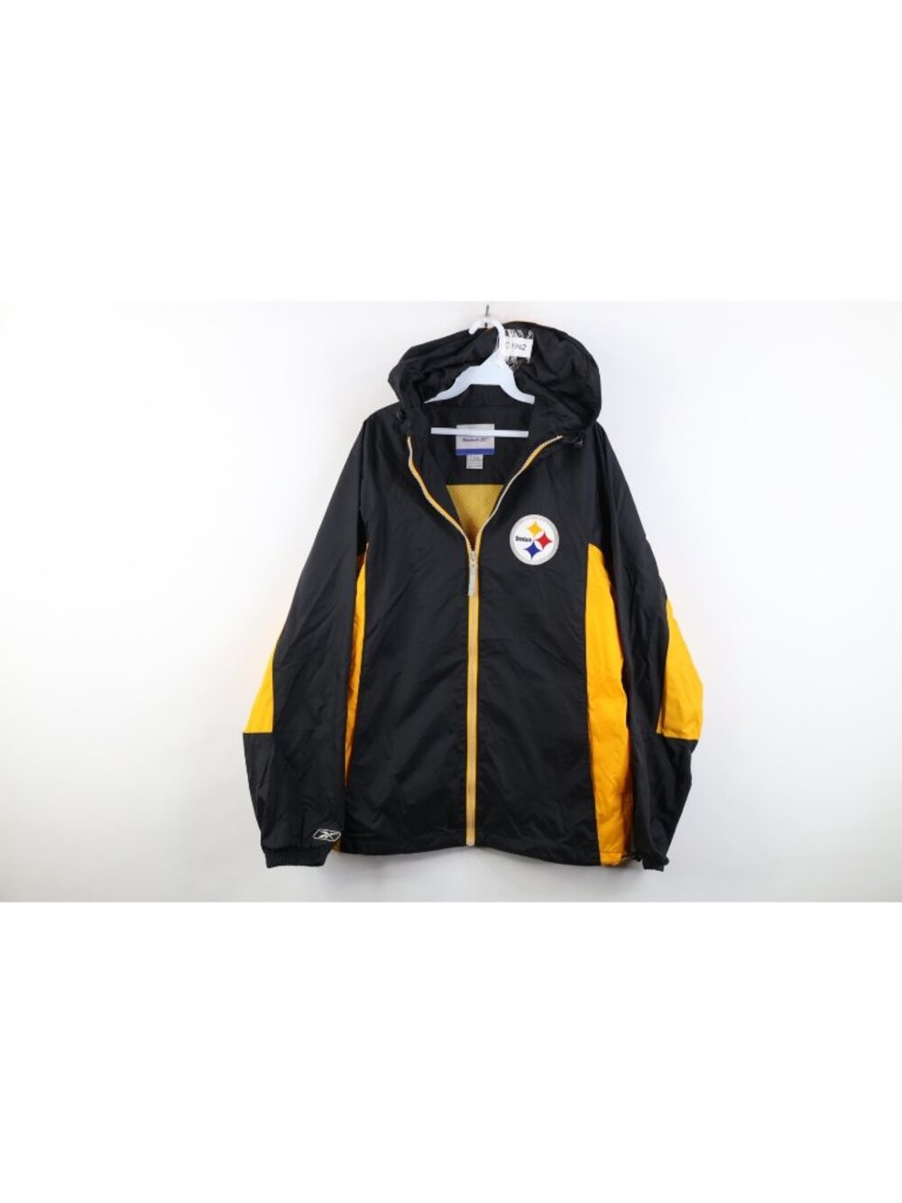 Vintage Reebok Mens Small Pittsburgh Steelers Football Hooded Windbreaker Jacket